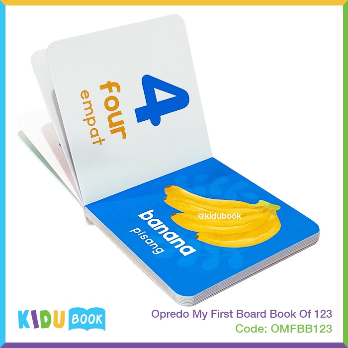 Buku Bayi dan Anak Belajar Mengenal Angka, Berhitung dan Berbagai Benda Opredo My First Board Book Of 123 Kidu Baby