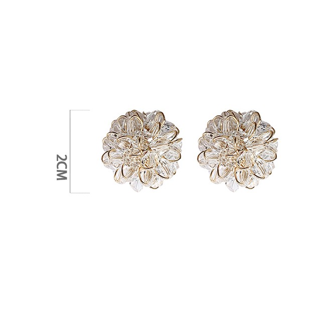 LRC Anting Tusuk Fashion White Flower Crystal Flower S925 Silver Needle Earrings F75310