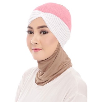 20 pcs Bandana Ciput rajut risty tagor kerut 2 warna two tone (CIPUT RISTY)