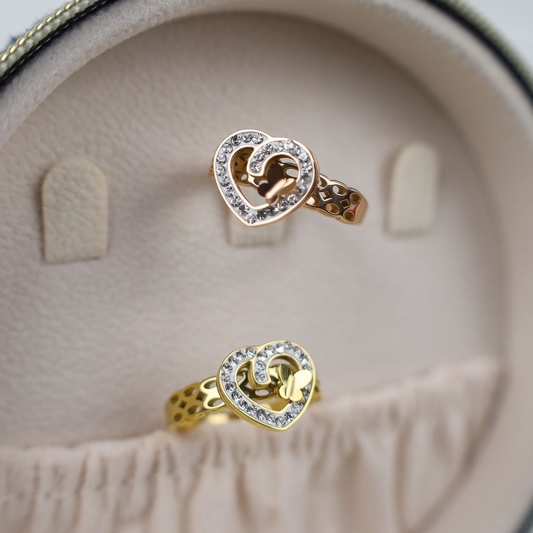 Cincin love zircon kupu titanium korea anti karat harga grosir bisa cod