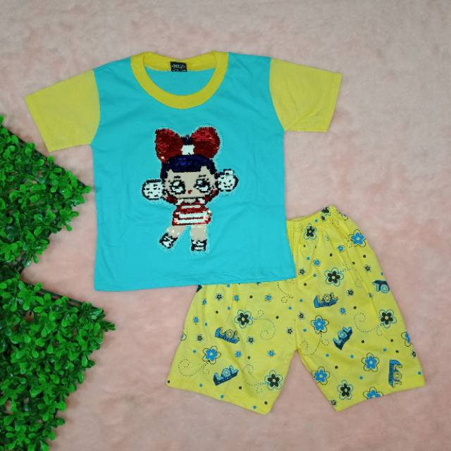 Ss#290 Pakaian Anak Perempuan Size 1-8tahun Model Za-ra Kids Sequin Usap Ganti Warna / Baju Lol