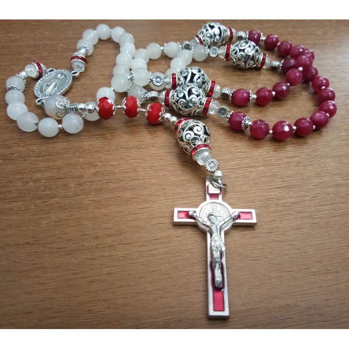 Rosario Merah Putih (Harces Maria Medali Wasiat asli Italy)