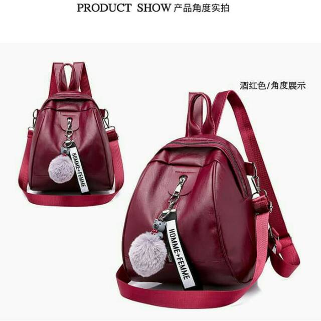 Tas Ransel Wanita Import Murah Backpack Multifungsi TAS IMPORT GROSIR - Maroon
