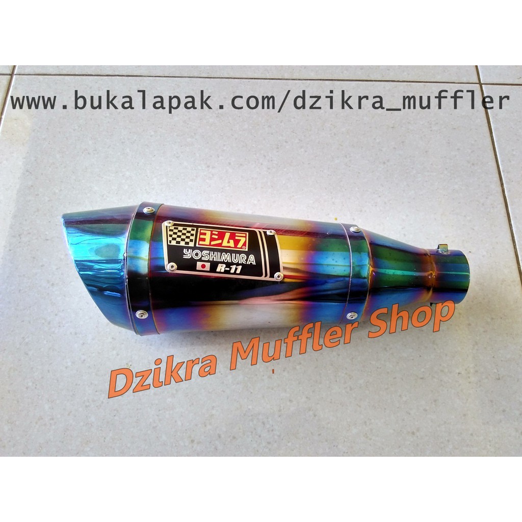 Knalpot Yoshimura R11 half blue double hole silencer only