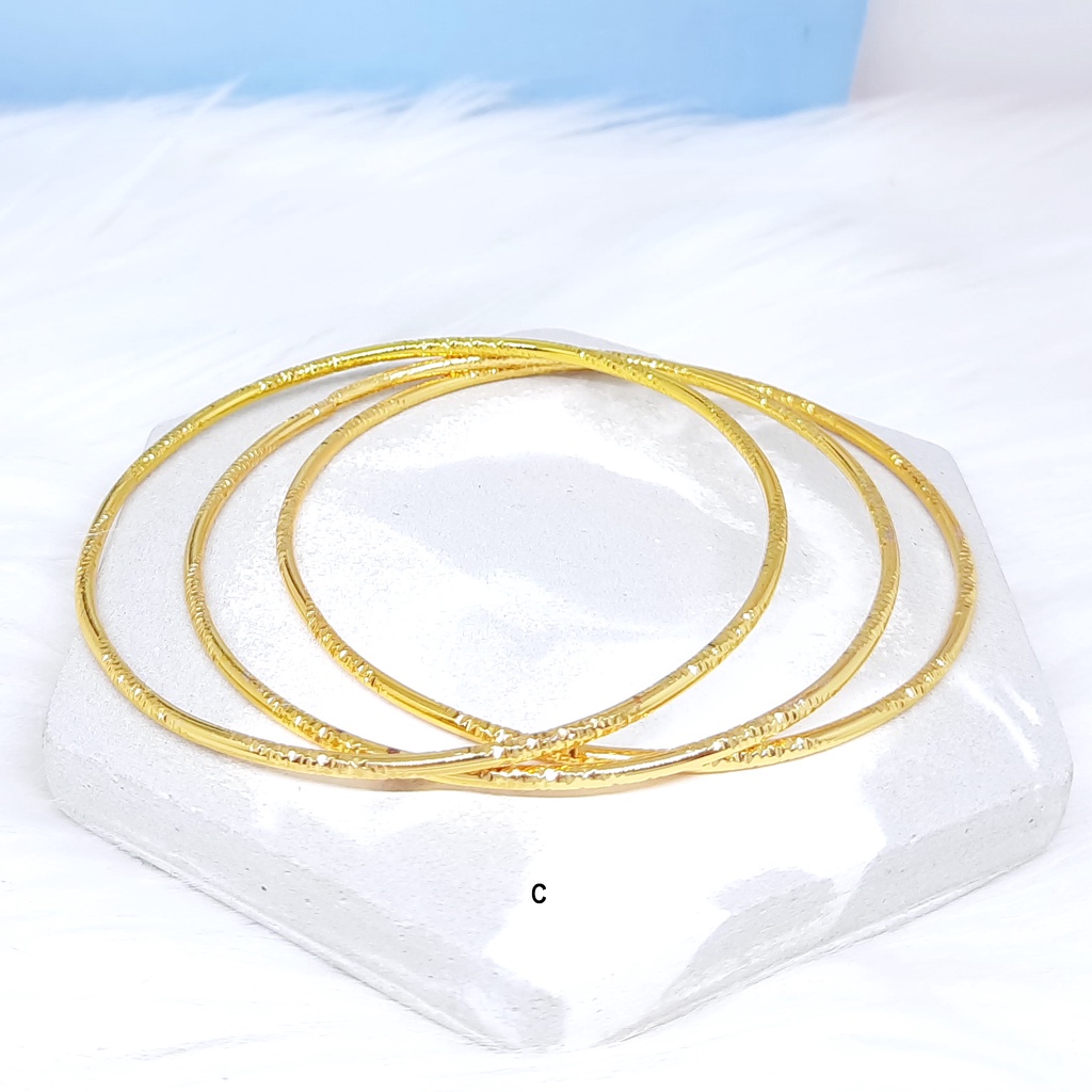 Gelang Keroncong Set 3 Pcs Atau Satuan Wanita Gold Lapis Emas - BB271