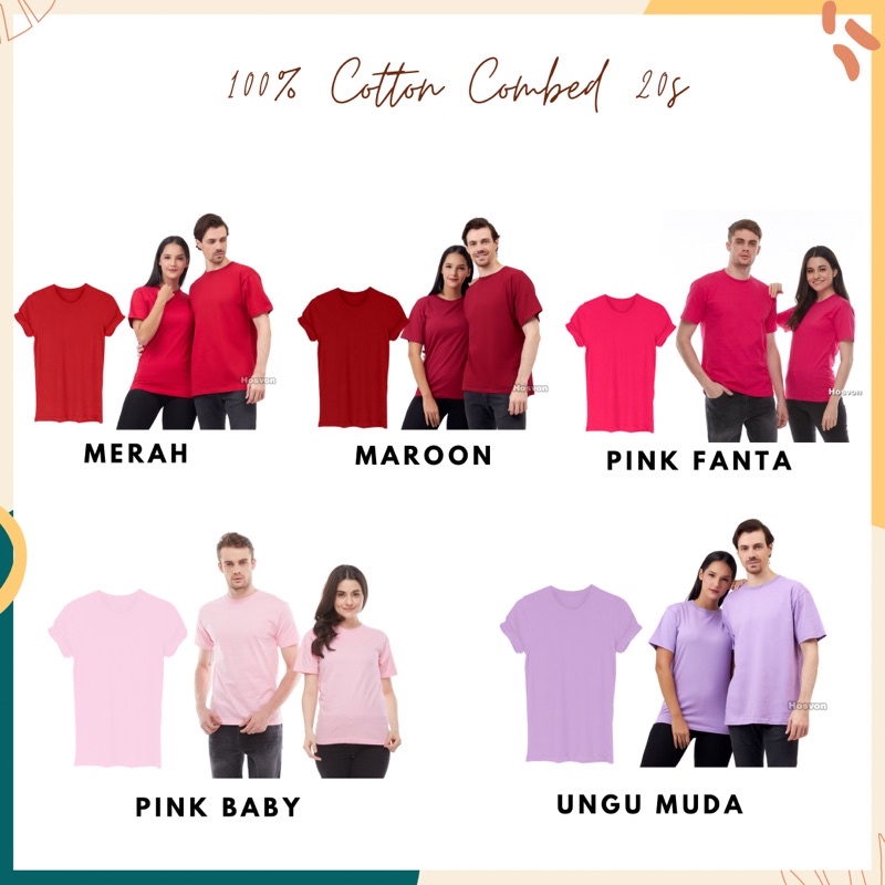 BIG SIZE XXXL - Kaos Polos Lengan Pendek Katun Combed 20s (PRIA &amp; WANITA)