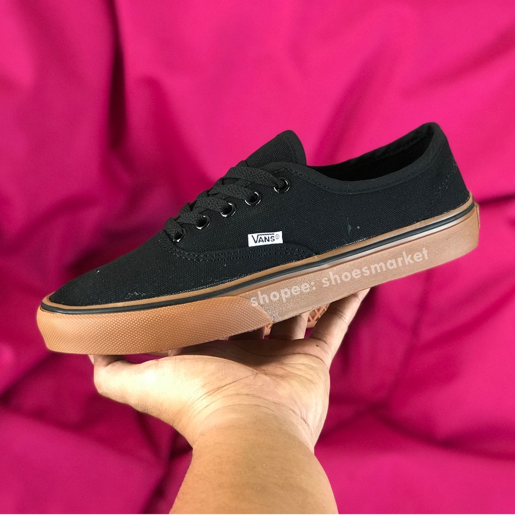 OBRAL SEPATU VANS AUTHENTIC BLACK GUM LIST HITAM