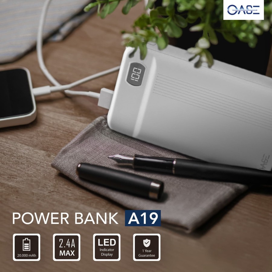 Oase Powerbank A19 20.000 mAh LED Original - Garansi Resmi