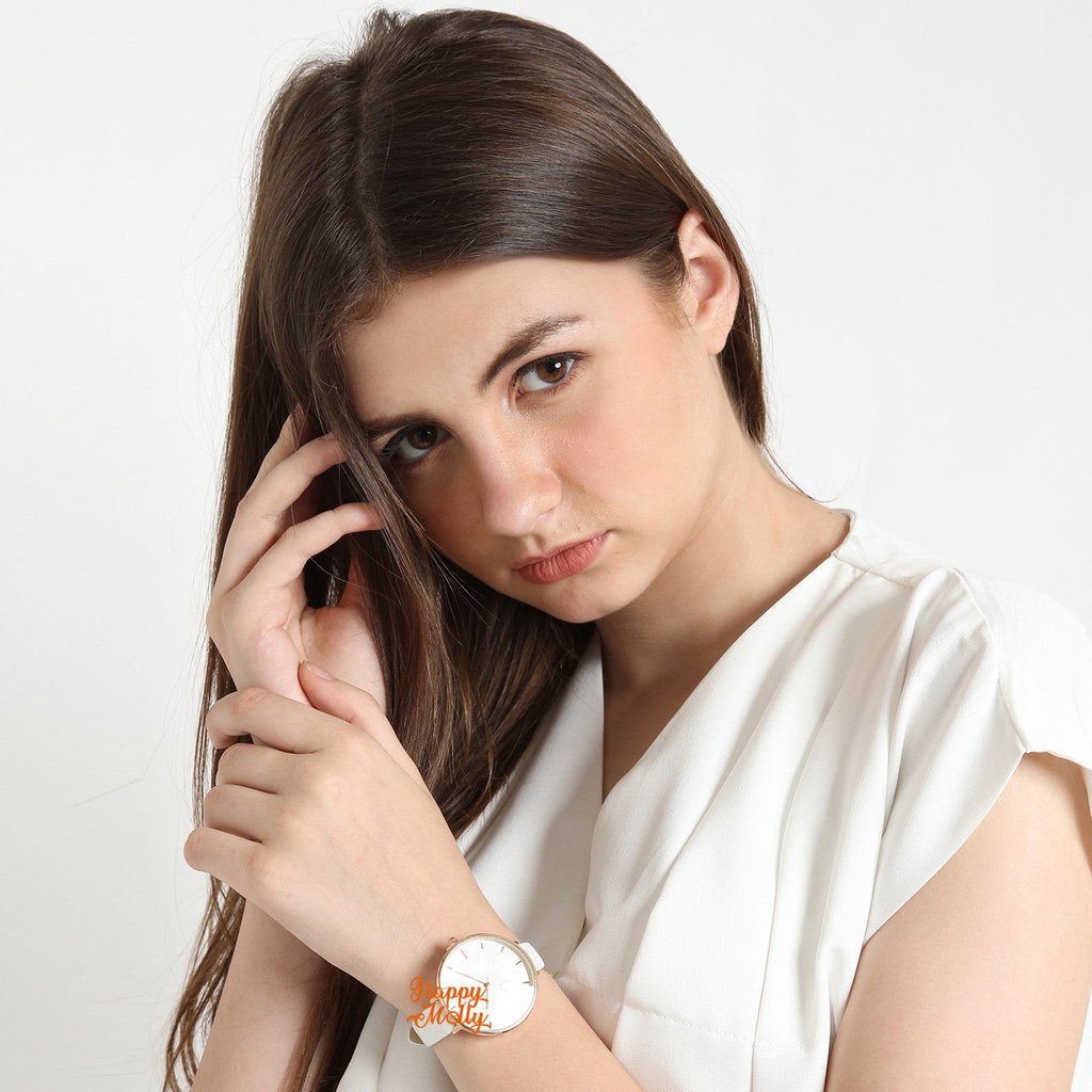 SK Teratai 3D [ Putih ] Jam Tangan Water Resistant Wanita Fashion Strap Leather - SK_815