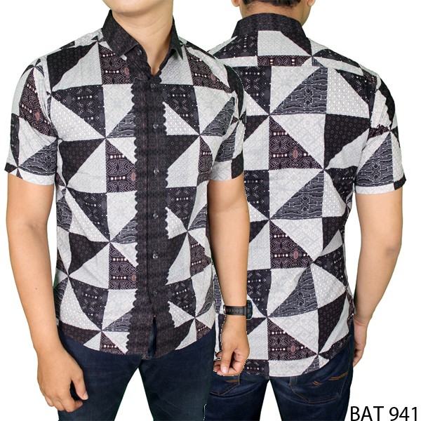 Batik Eksklusif Pria Katun Abu Coklat – BAT 941