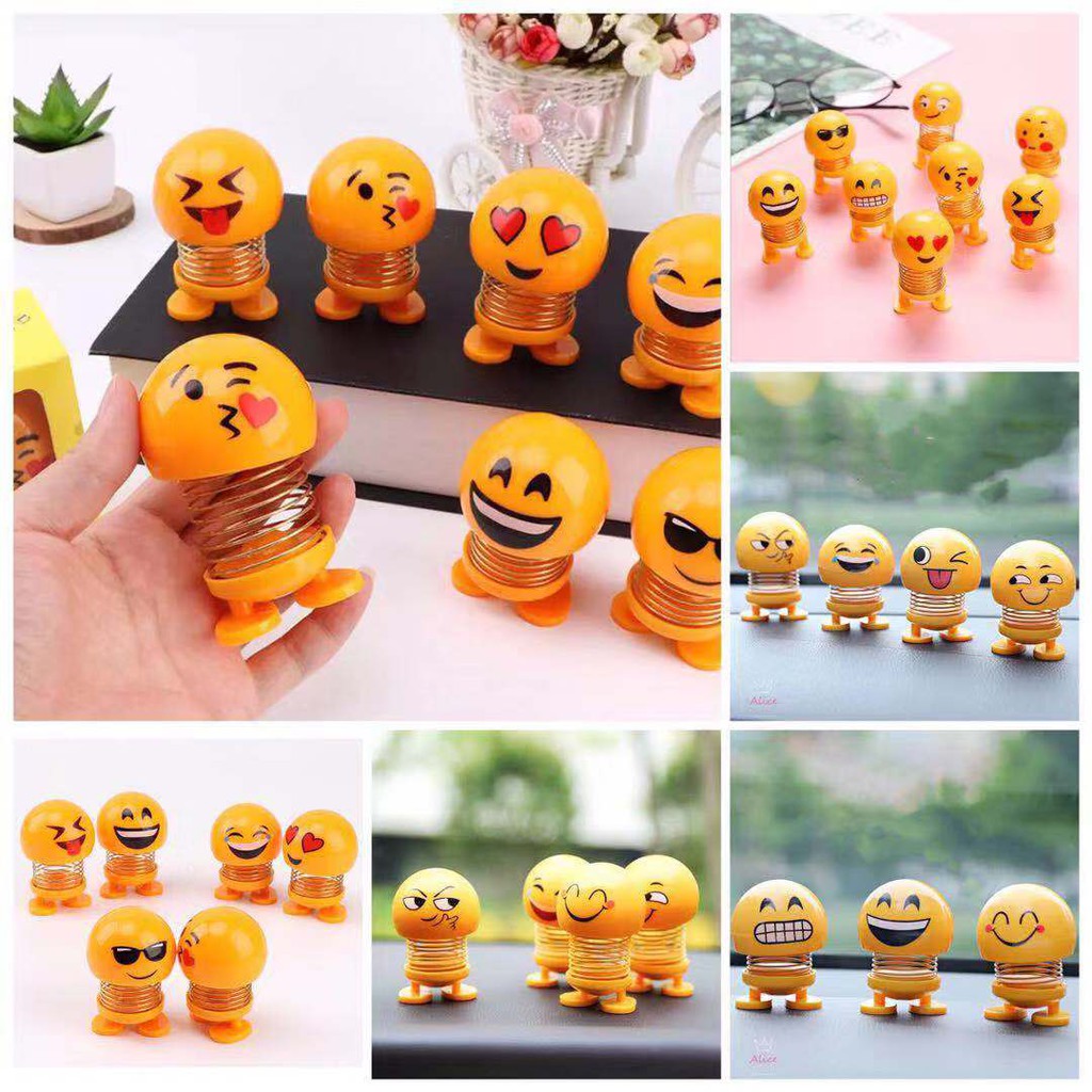 Boneka Emoticon Per Goyang Kepala Emoji Non LED Spring Shaking Doll