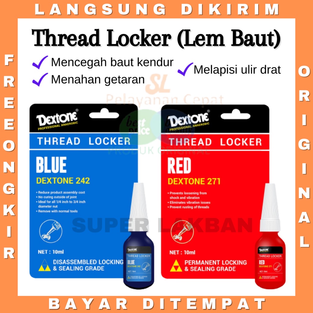 Lem Baut Dextone 271 Threadlocker 10ml Cegah Baut Kendur dan Berkarat Original