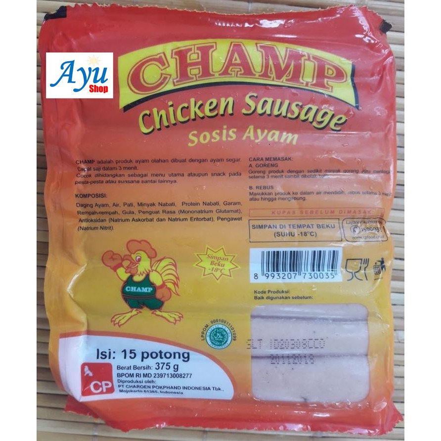 

Champ Chicken Sausage - Sosis Ayam 375gr (isi 15)