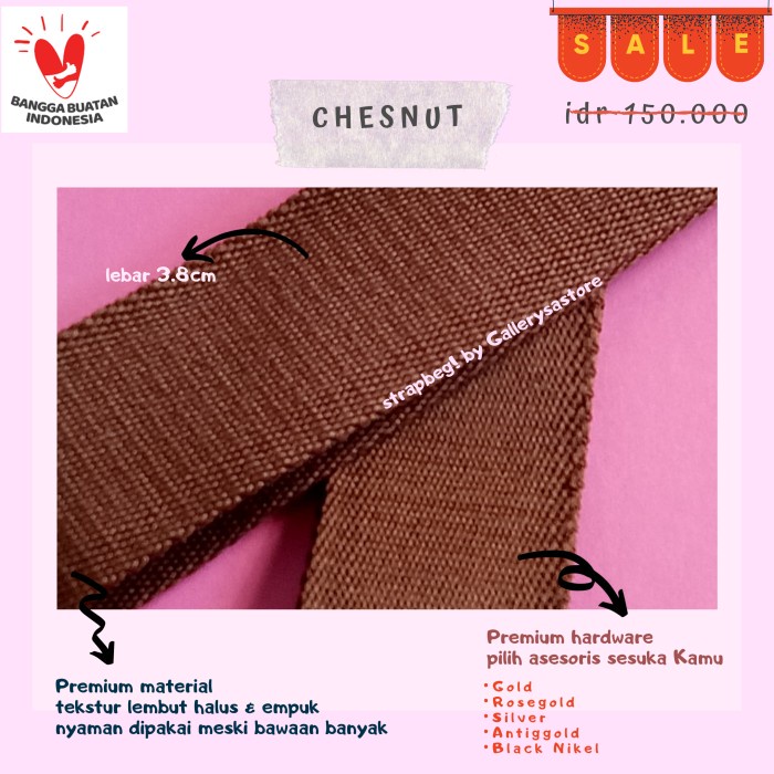 tali tas pengganti fossil longstrap webbing kanvas lebar bag strap
