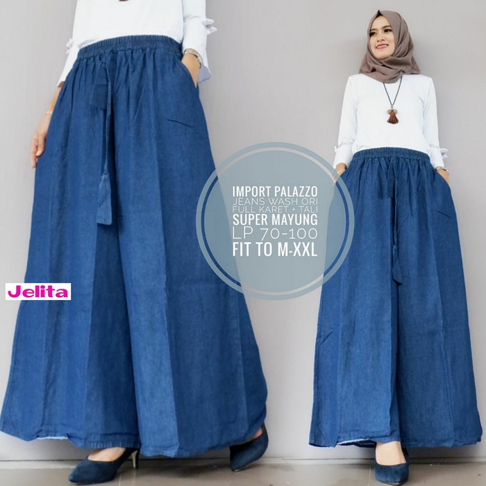 UMMI import palazo | kulot payung jeans | kulot lebar | jumbo bigsize