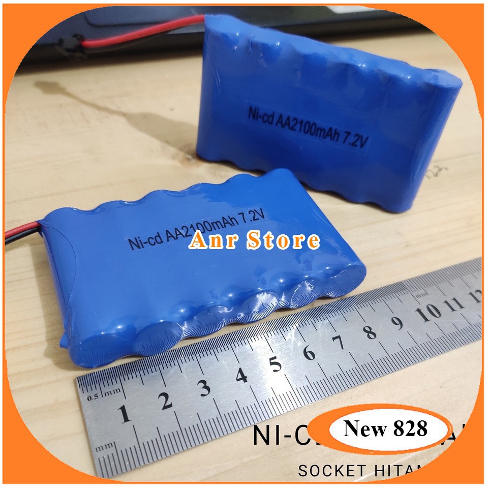 Baterai NiCd RC AA 2100mAh 7.2V Socket Hitam isi 6 Baterai Mobil Remot