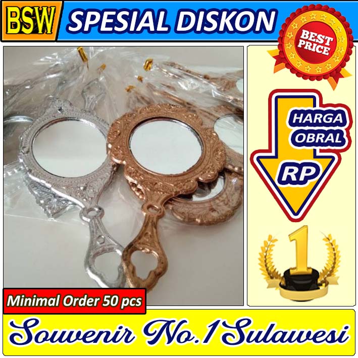 Jual ( Min.Order 50 Pcs ) Souvenir Kaca CERMIN BULAT Kemasan Kemas ...