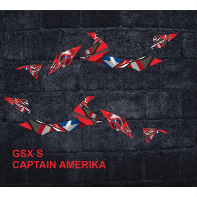 Stiker Striping Motor variasi dan Bahan laminasi GSX S Captain Amerika