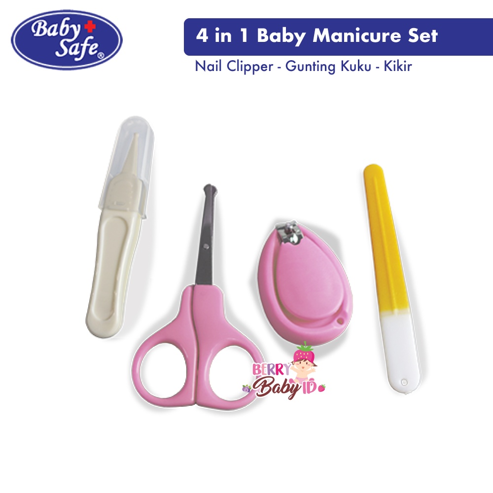 Baby Safe Paket 4-in-1 Manicure Set Gunting Kuku Bayi Nail Clipper Pinset dan Kikir BBS042 Berry Mart