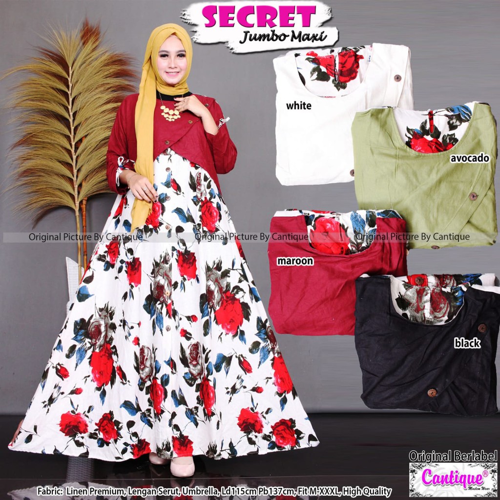 realpict secret jumbo (ld 126 cm) linen motif bunga fashion kekinian mayung remaja cewek big size