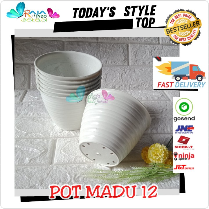 Pot Madu 12 Cm Putih - Pot Bunga Bulat 12cm Vas Bunga - Pot Tawon 12 Lebah - Bukan Pot Cactus Nkt