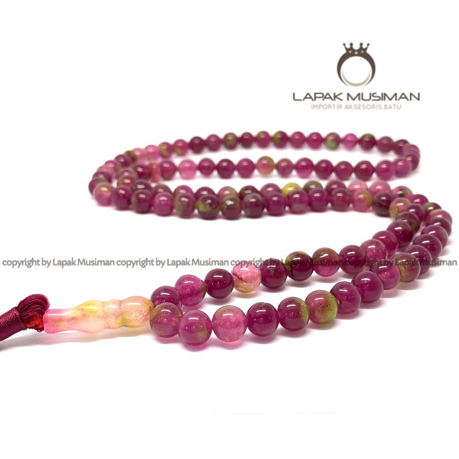 [Bayar di Tempat] Tasbih Batu Ruby Afrika Asli Natural 99 Butir