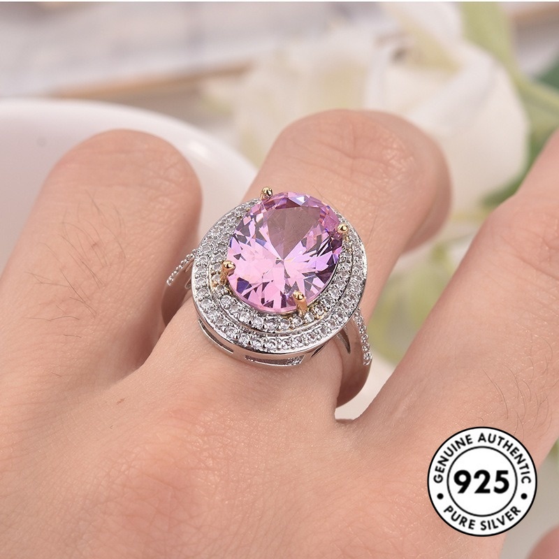 Cincin Berlian Imitasi Bahan S925 Silver Untuk Wanita