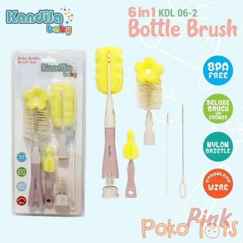 Kandila Baby Bottle Brush Set 6in1 Sikat Pembersih Botol dan Dot Bayi WHS