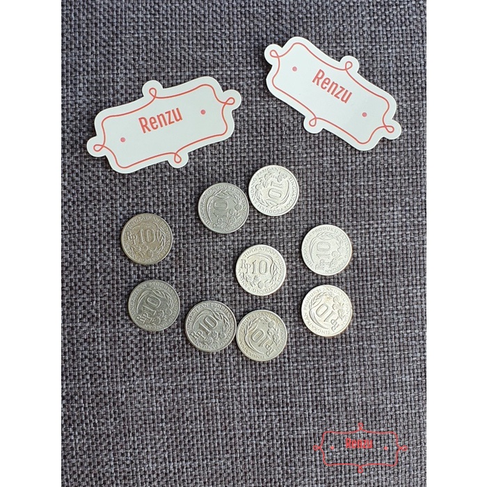 Uang Koin Lama Kuno Rp 10 Rupiah Sandang Pangan Kancing Mahar Koleksi