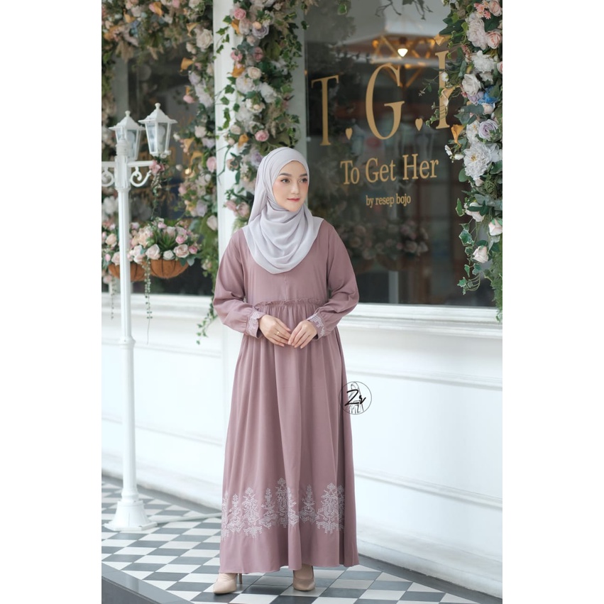 Gamis AULIA dan KAYLA BY ZIRA bordir asli LD 110 muslim maxi dress lebaran baju muslimah ootd fashion etnik motif  busui hamil kuliah pengajian