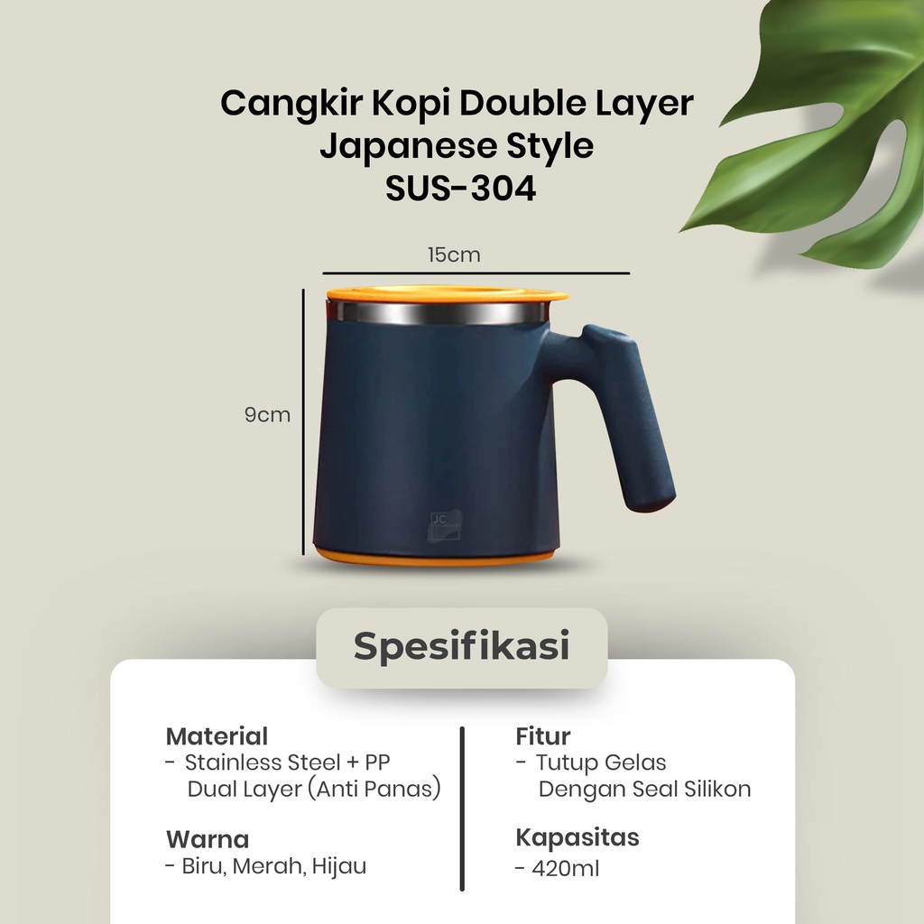 CANGKIR KOPI 420ml | DOUBLE LAYER THERMO MUG JAPANESE STYLE SUS-304