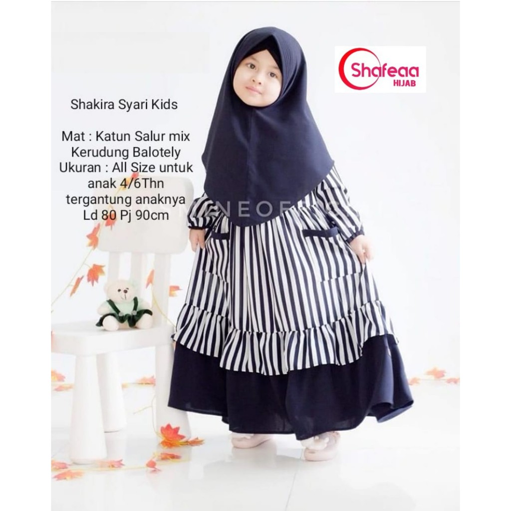 Shakira I Baju Gamis Syar I Kids Motif Garis Bahan Katun Salur I Baju Muslim Anak Perempuan Shopee Indonesia