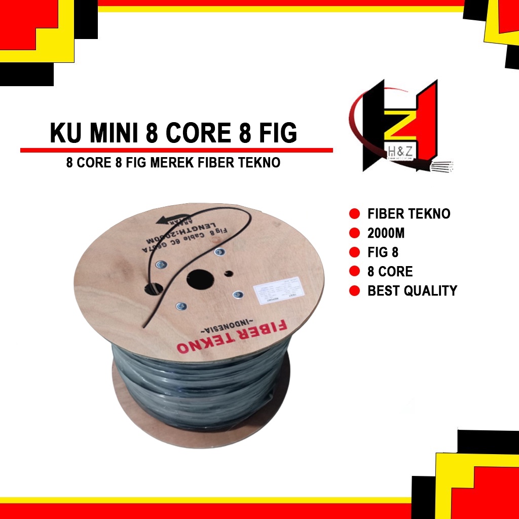 KU Mini 8 Core Fig8 /Kabel FO bulat 8 core Fig8 Panjang 2km Fiber Tekno