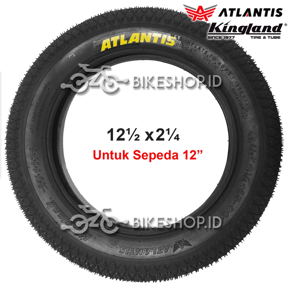 Ban Luar Sepeda Anak Ukuran 12 1/2 x 2 1/4 Atlantis Kingland AT1171 Hitam | High Quality