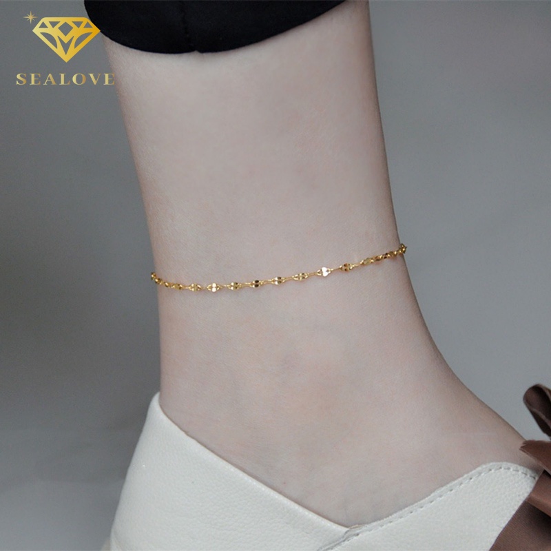 SEALOVE Gelang Kaki Wanita Titanium Anti Karat Perhiasan Fashion Emas 18k simple