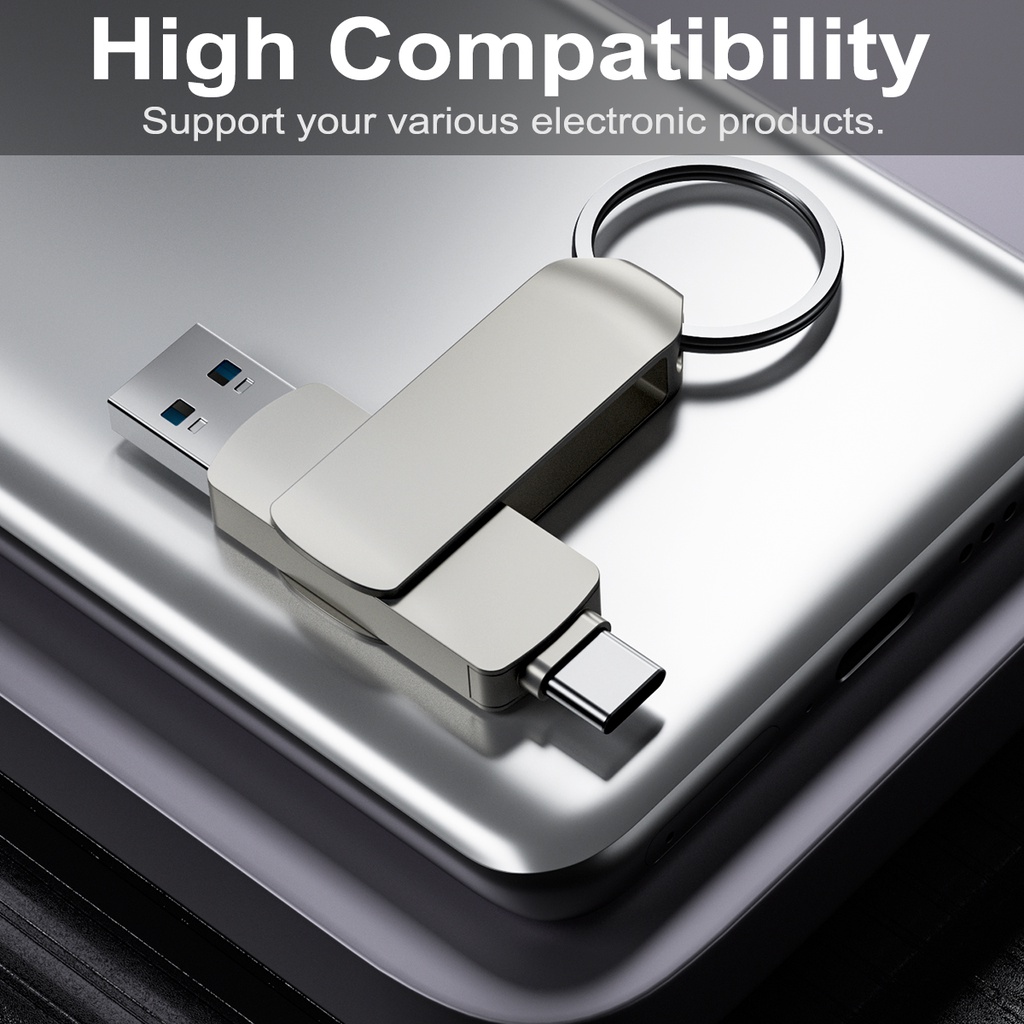 Flashdisk OTG USB Tipe c 1TB 2 in 1 Bahan Metal Untuk Android / Laptop