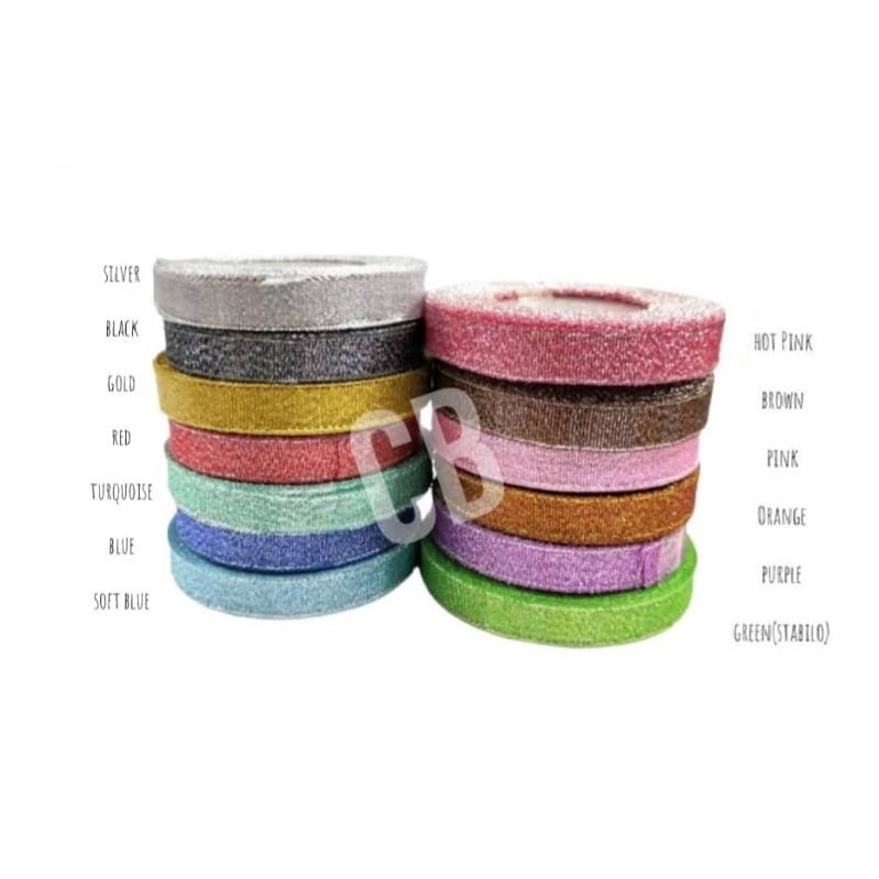 

Pita Glitter Warna/ Glitter Ribbons size 1/2inch 1,2cm