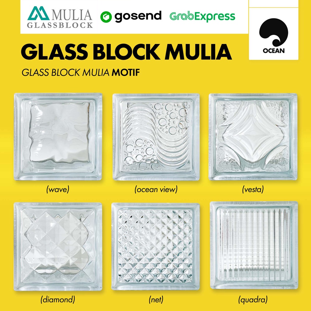 GLASS BLOCK DINDING MULIA / GLASS BLOK KACA RUMAH  1 DUS (6 BUAH) | KHUSUS GOJEK / GRAB INSTANT