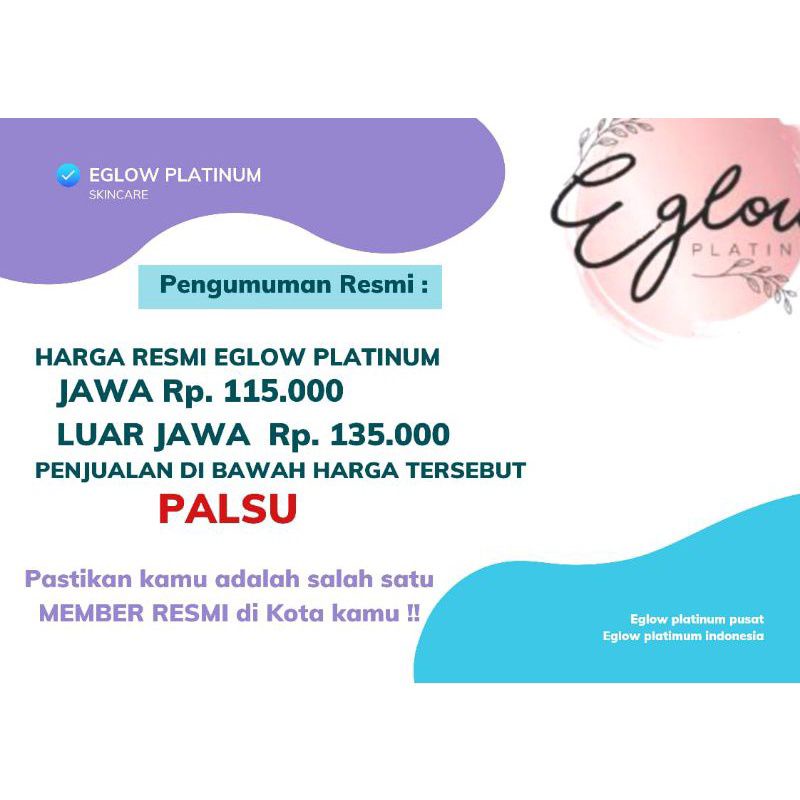 EGLOW PLATINUM BPOM  EGLOW WHITENING SERIES EGLOW SKINCARE