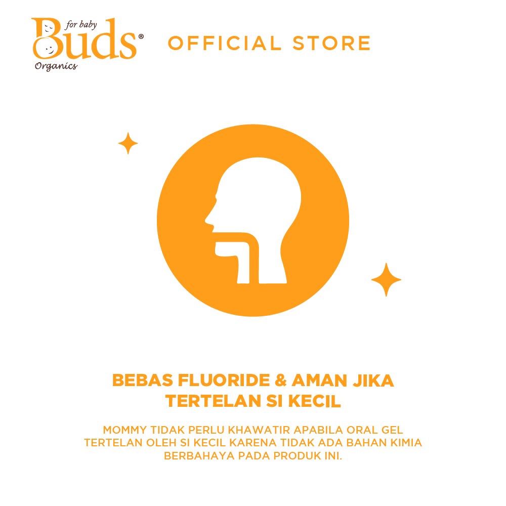 Buds Organics Oral Gel for Baby Teeth &amp; Gums 0-1 Thn - Pasta Gigi Odol Toothpaste Bayi dan Anak Aman Bisa Ditelan