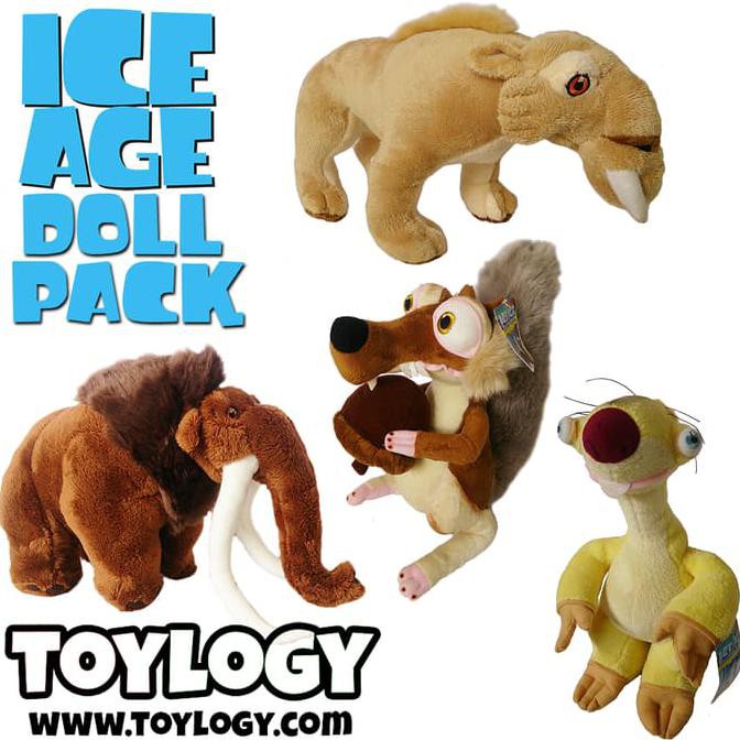 Original Boneka ICE AGE Pack(Manny, Sid, Diego, Scrat Doll) 10 inc