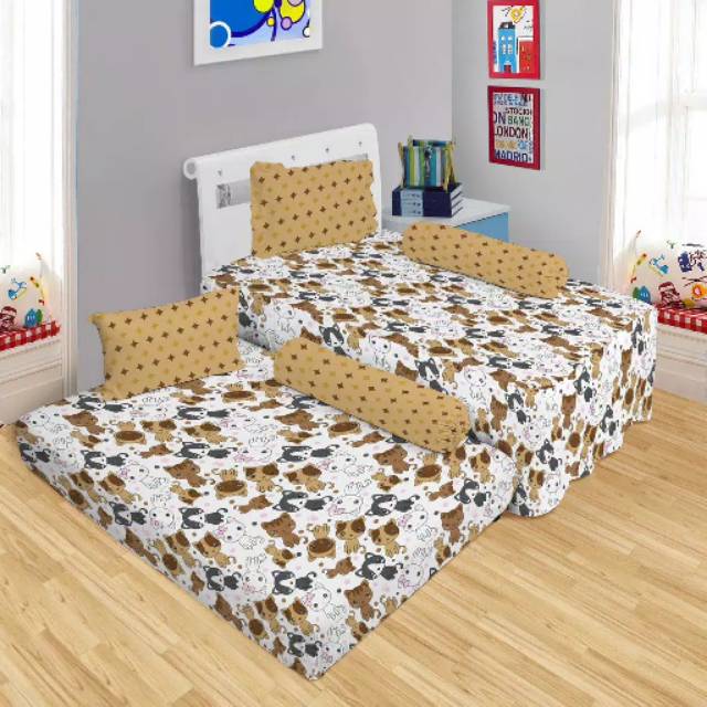 Sprei Duo Sorong Ladyrose Atas rumbai bawah flat size 120x200 (FREE MASKER SCUBA)