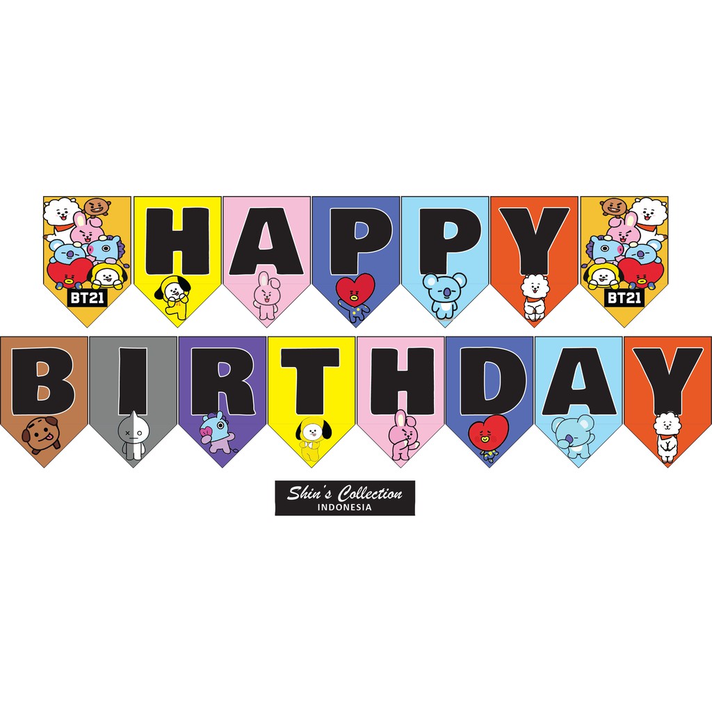 Banner happy birthday ulangtahun BT21 set