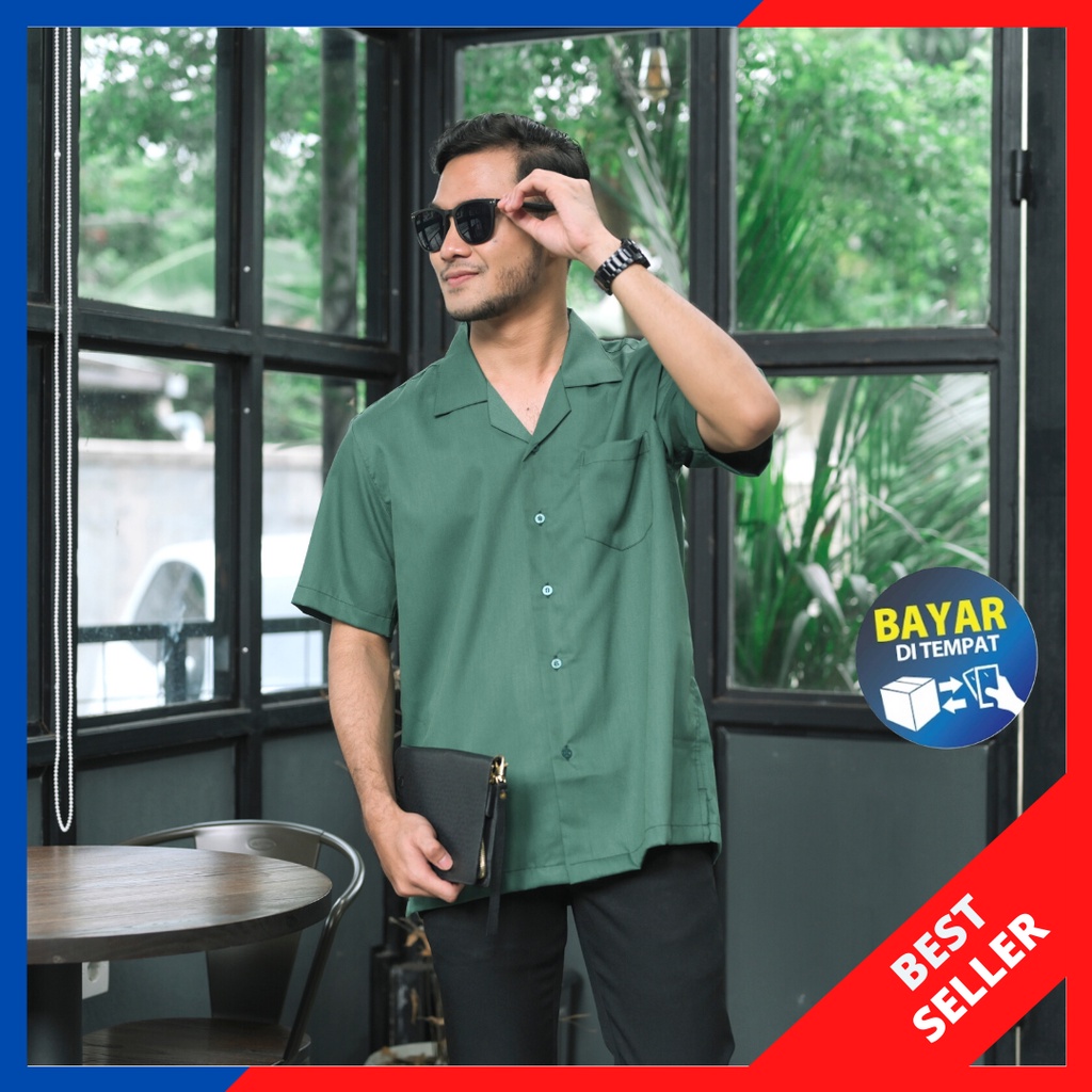 Kemeja Pria Kasual Lengan Pendek Bowling Shirt Bahan Katun Premium | Kemeja Pria Premium | Bisa Cod