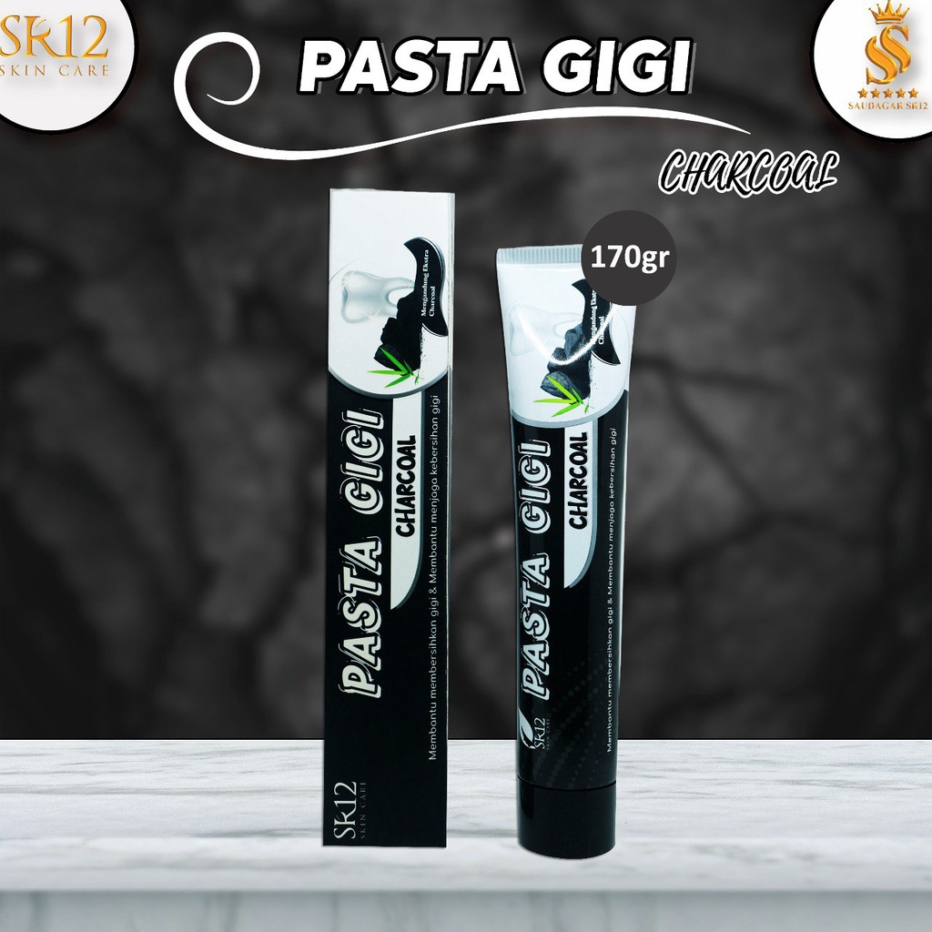 Pasta gigi charcoal Sr12 Membersihkan gigi Memutihkan gigi Menghilangkan bau mulut Mencegah timbul plak gigi 170gr Bpom Original