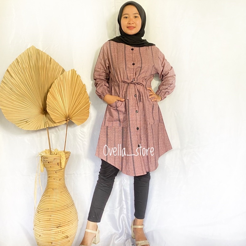 (SERI F) TUNIK KATUN LINEN/RAMI TALI SERUT