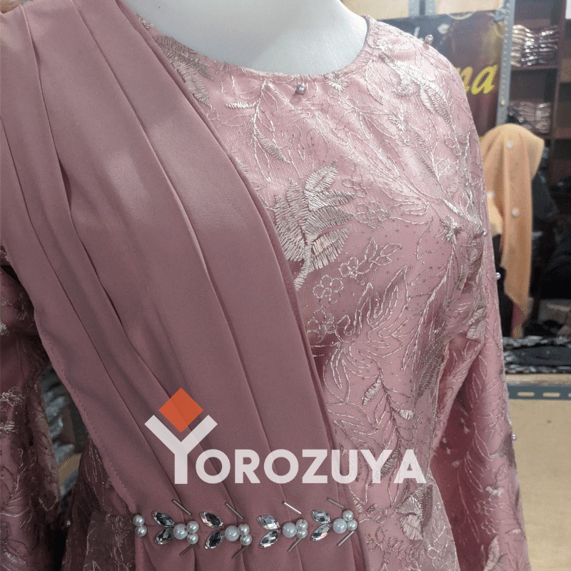 Batik Brokat Couple Kebaya Modern, Kebaya Tunangan Lamaran, Kebaya Wisuda, Kebaya Kondangan-KEBAYA + ROK (Rose)
