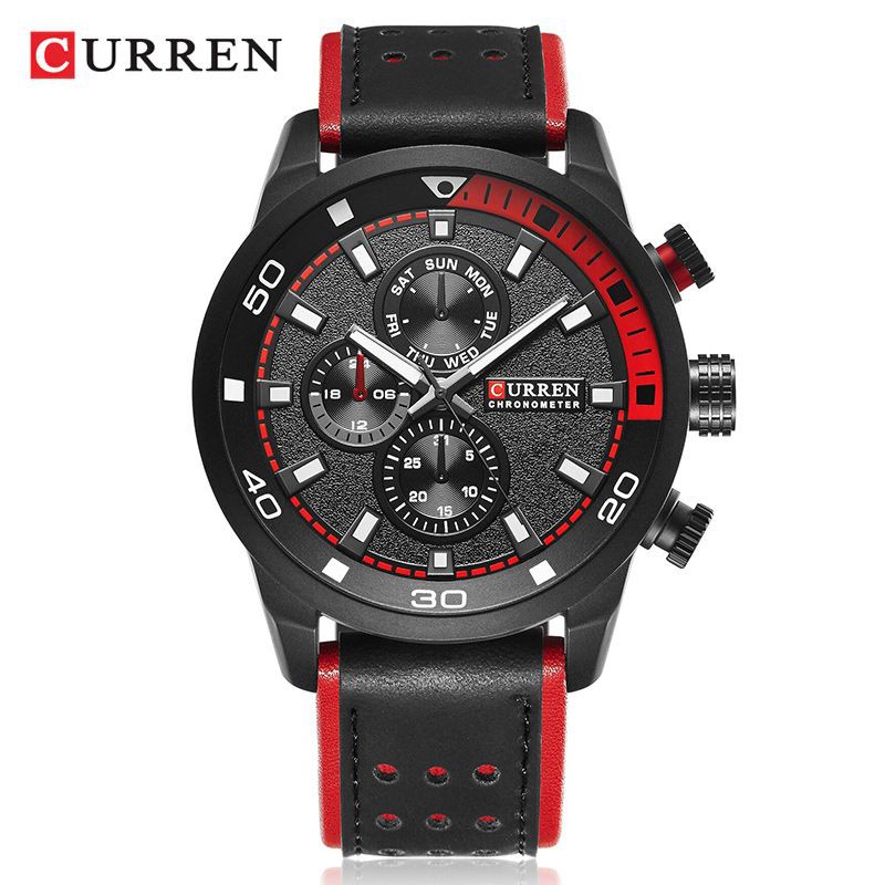 CURREN 8250 Jam Tangan Pria Analog Tali Kulit Chronograph Tidak Aktif WATCHKITE WKOS