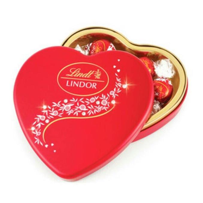 /////] Lindt Swarovski Crystal Heart Love Chocolate Tin Cokelat Valentine