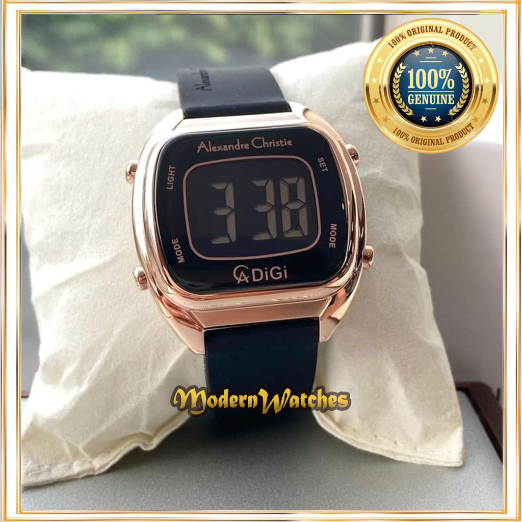 Jam Tangan Original Wanita Terbaru Alexandre Christie AC 9335 Digital Hitam Rosegold Coklat 9336
